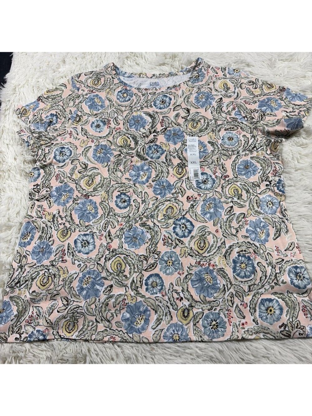 Croft and Barrow womens XXL The Classic Tee pink floral timeless NWT